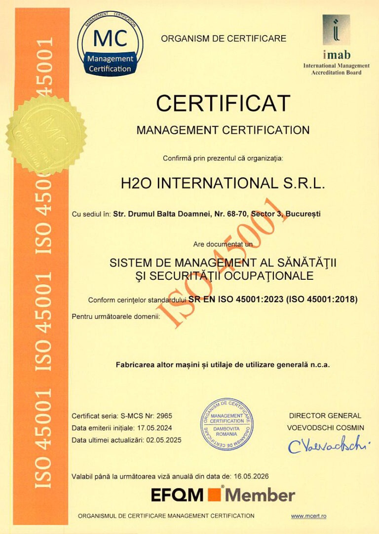 iso45001 2025 h2o international
