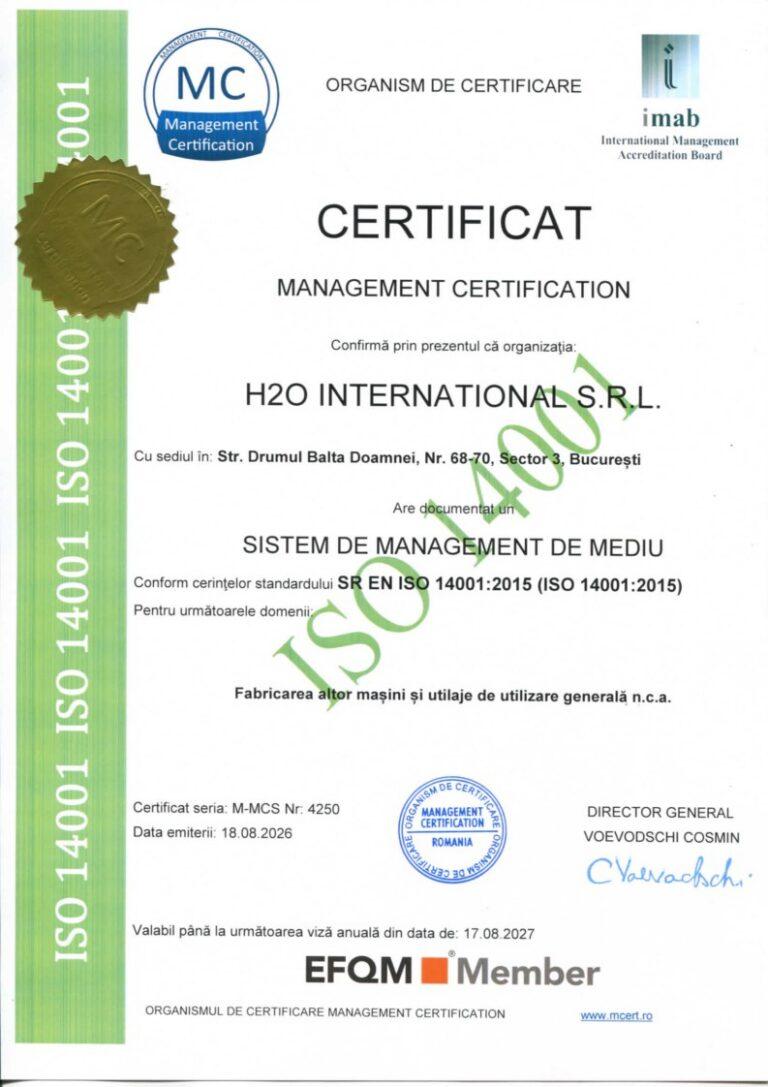 certificat 14001 h2o
